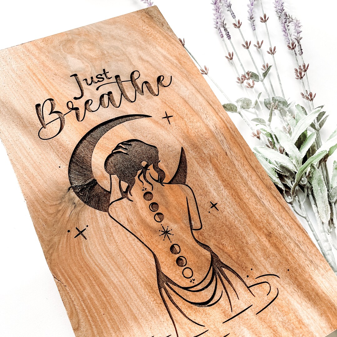 Just Breathe Wood Sign Goddess Art & Home Decor Custom and