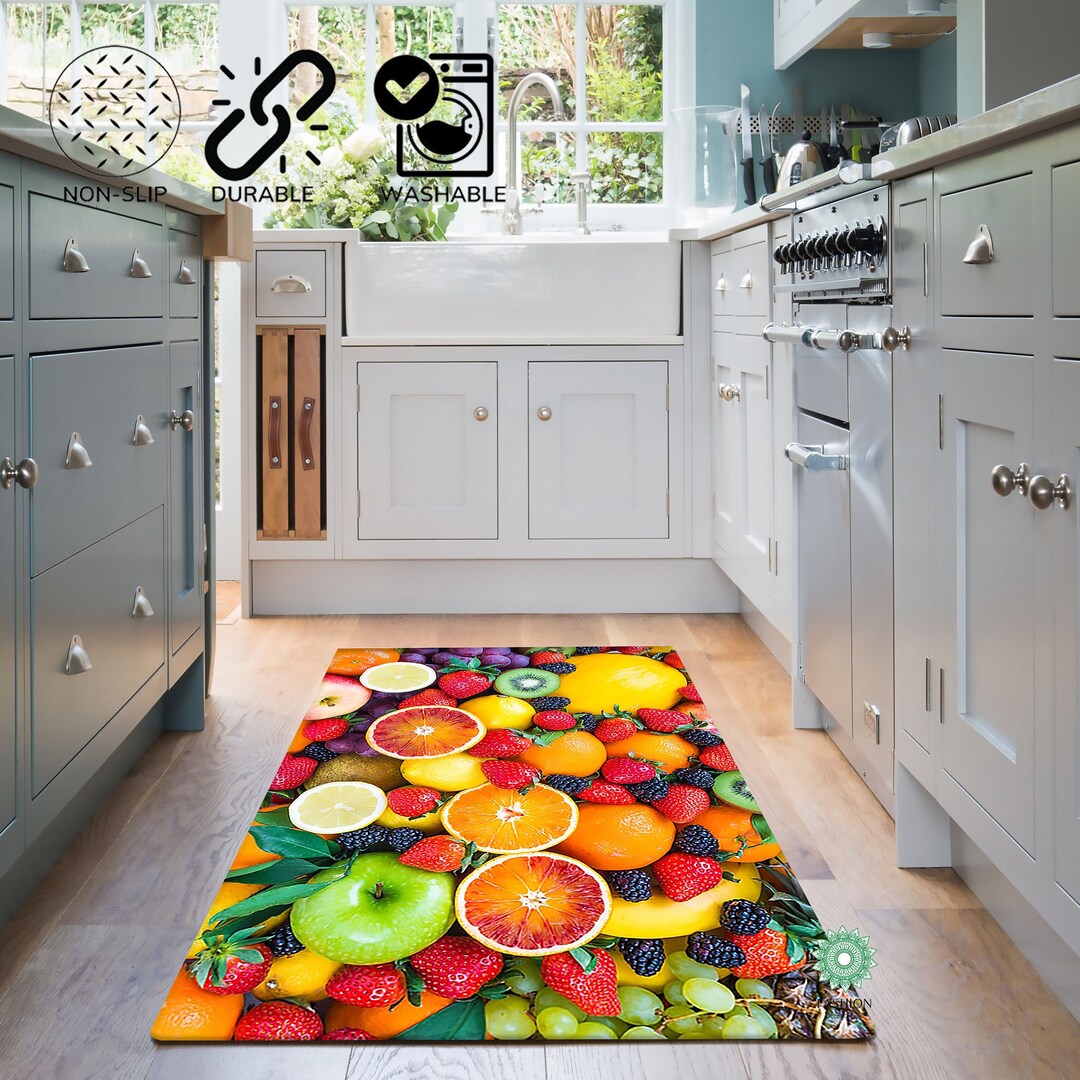 Mixed Fruit Patterned Rug for Kitchenforest Fruit Rugfruit Etsy