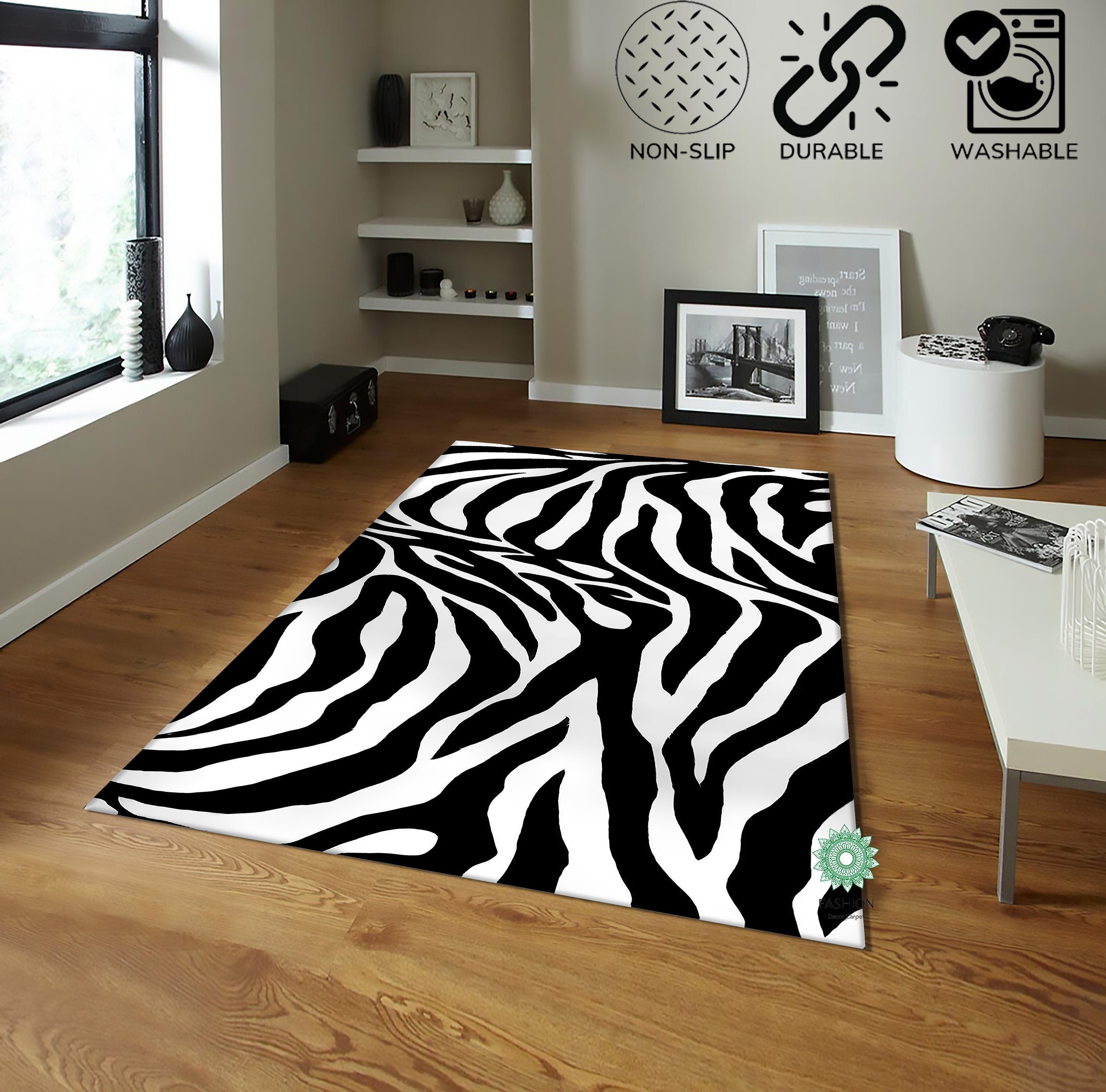 Zebra Skin Patterned Modern Carpet Realistic Zebra Skin Etsy