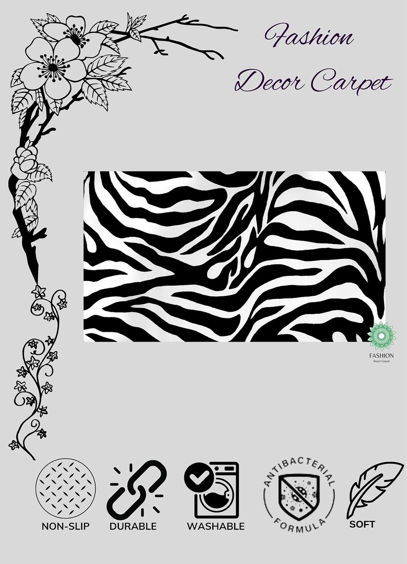 Zebra Skin Patterned Modern Carpet Realistic Zebra Skin Etsy