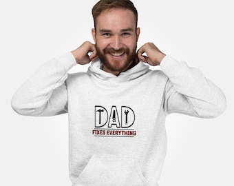 Sudadera con capucha "Papá lo arregla todo" / Letras de herramientas, sudadera de "Padre mecánico"