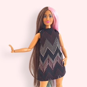 Doll Clothes. Dress for Standard and Curvy 1:6 scale Dolls. Realistic Doll Accessories. Handmade Fashion Doll Clothes.