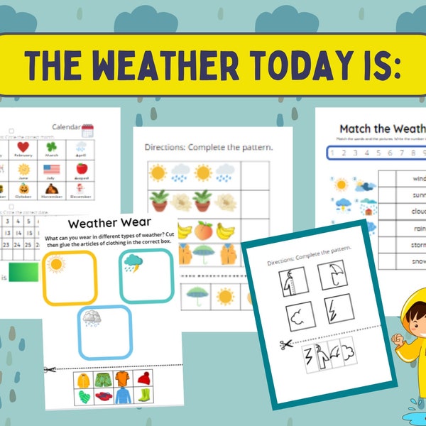 Toddler Worksheets with Calendar & Weather. Great for Circle Time AND Morning Routine.  Weather/Calendar Preschool Busy Binder.