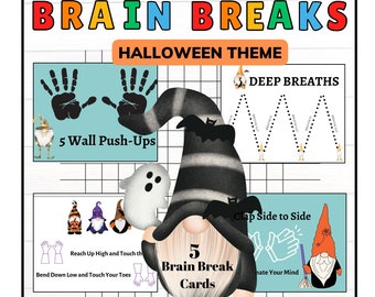 Brain Break Cards. Mental Health Kids Activity. 5 Structured Fitness Posters for Kids.