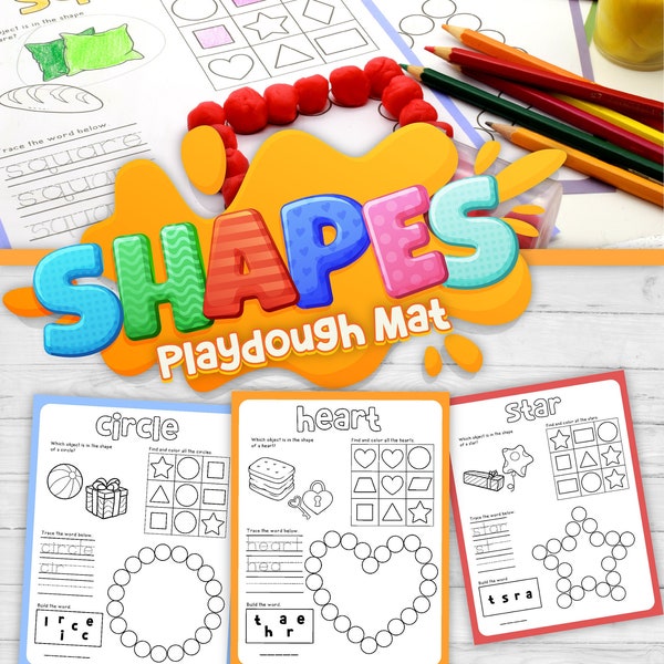 Learning Shapes with Play Doh Mats.  Shape Recognition with Hands On Learning.