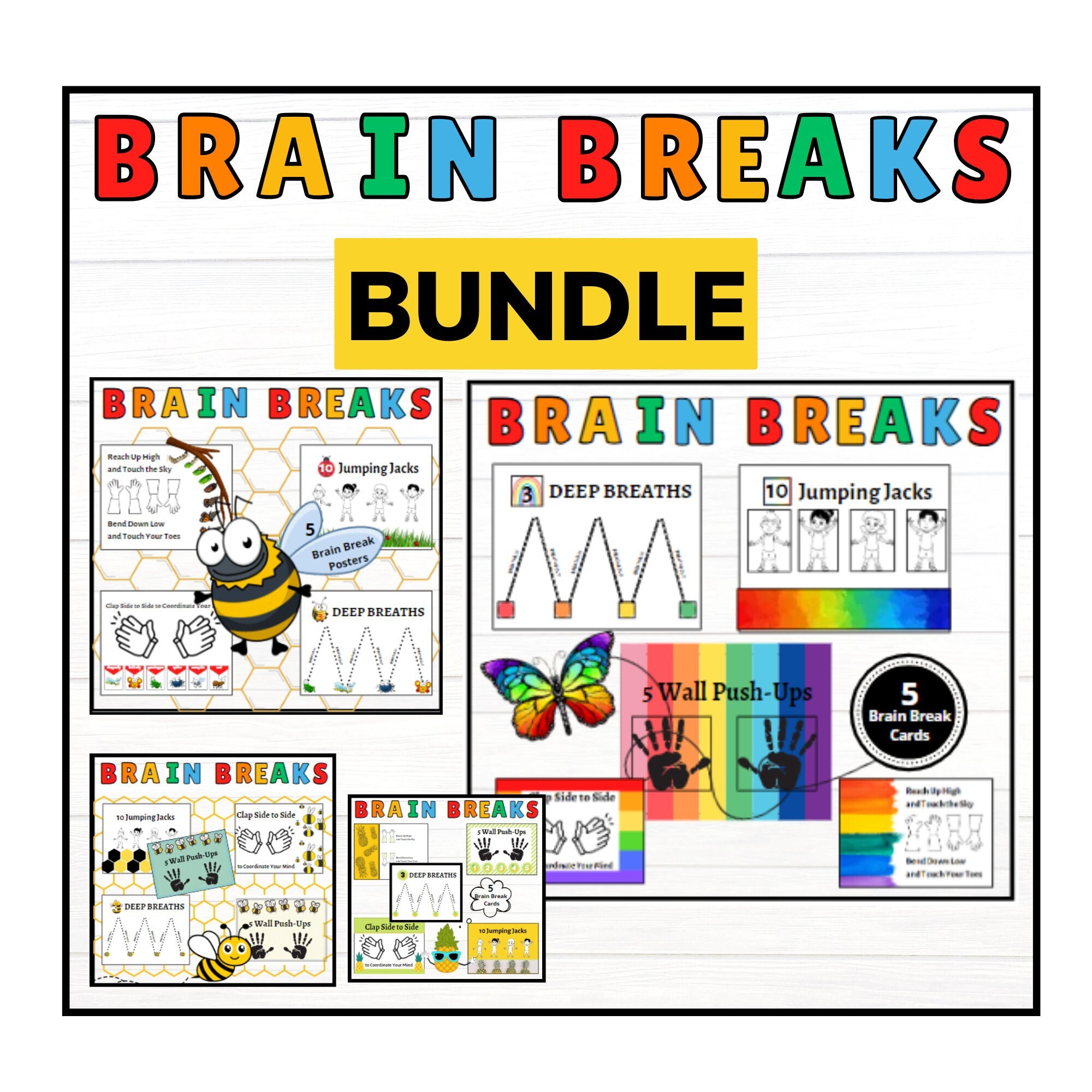 bundle-brain-break-cards-mental-health-kids-activity-5-structured-fitness-posters-for-kids-etsy