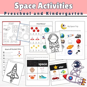 Space Printable Unit Study for Kids. Space Toddler Activities and Space Artwork. Homeschool Preschool Curriculum.