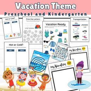 Vacation Toddler Activities.  Printable Unit Study for Kids. Tot School Lesson Plans. Homeschool Preschool Curriculum.