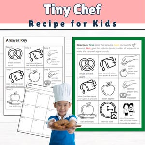Tiny Chef Caramel Appel Crunch. Karamel appels. Receptkaarten met afbeeldingenreeksen voor jonge koks.