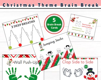 Brain Break-kaarten. Geestelijke gezondheid kinderactiviteit. 5 fitnessposters met structuur voor kinderen.