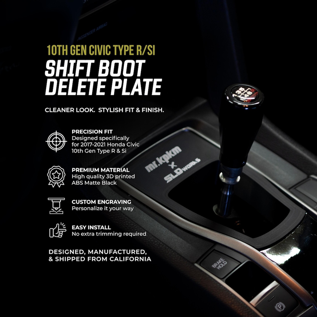 2017-2021 10th Gen Honda Civic TYPE R/si Shift Boot Delete Plate
