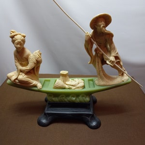 Oriental jadeite Fishing Boat