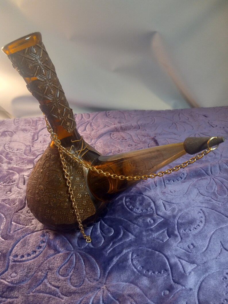 Vintage PORRON Wine Decanter ,vintage Spanish Amber Glass Wine Decanter