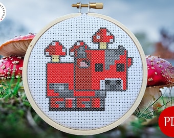 Minecraft Mooshroom Cross Stitch Pattern (PDF Pattern)