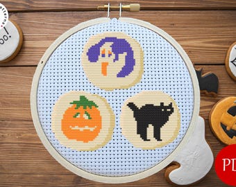 Halloween Sugar Cookie Cross Stitch Pattern