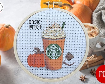 Pumpkin Spice Latte Cross Stitch Pattern