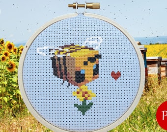 Minecraft Honey Bee Cross Stitch Pattern