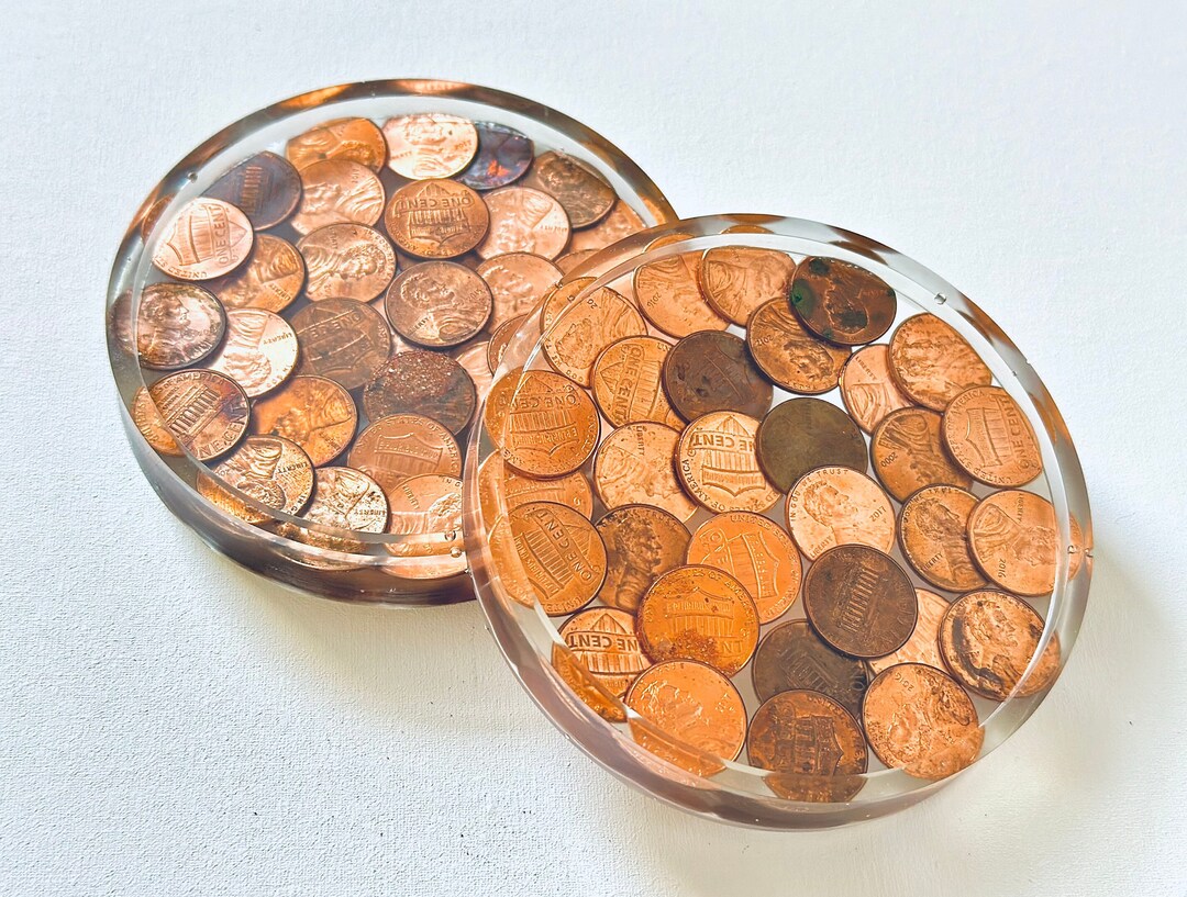 South Carolina Pennies Handmade Vanity Tray and Coasters USA patriotic vintage fun authentic Etsy