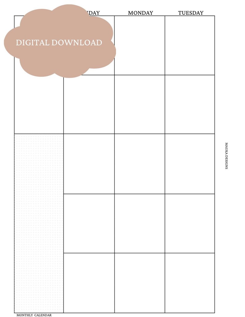 A5 monthly calendar printable planner insert personal size etsy
