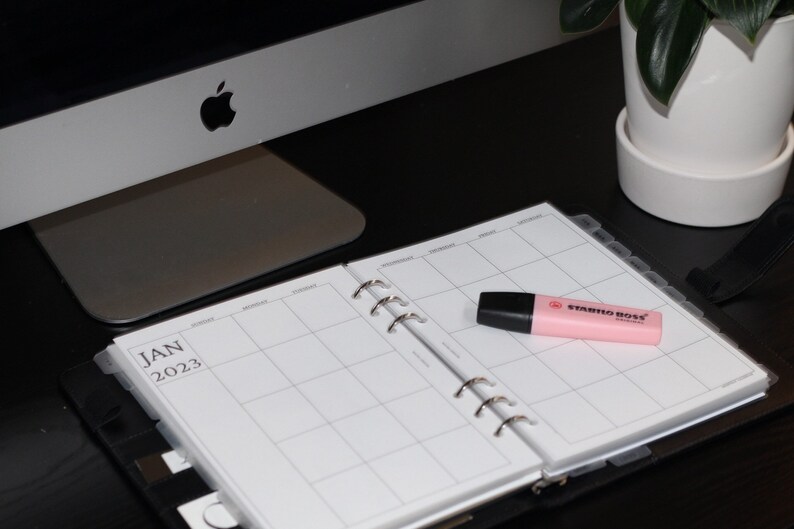 A5 Monthly Calendar Printable Planner Insert Personal Size Inserts ...