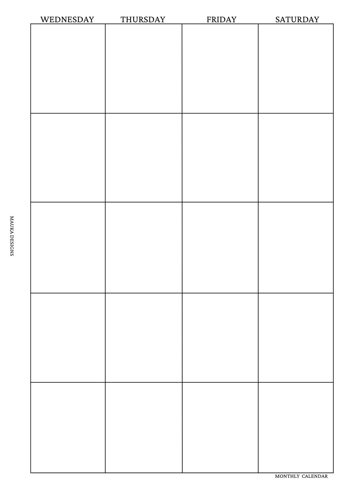A5 Monthly Calendar Printable Planner Insert Personal Size Inserts ...