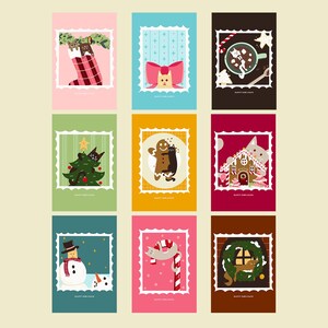 Paquete de postales navideñas con gatos / Juego de descarga digital / Paquete múltiple de tarjetas de felicitación navideñas / Ilustración divertida y adorable para amantes de los gatos / Gato imprimible