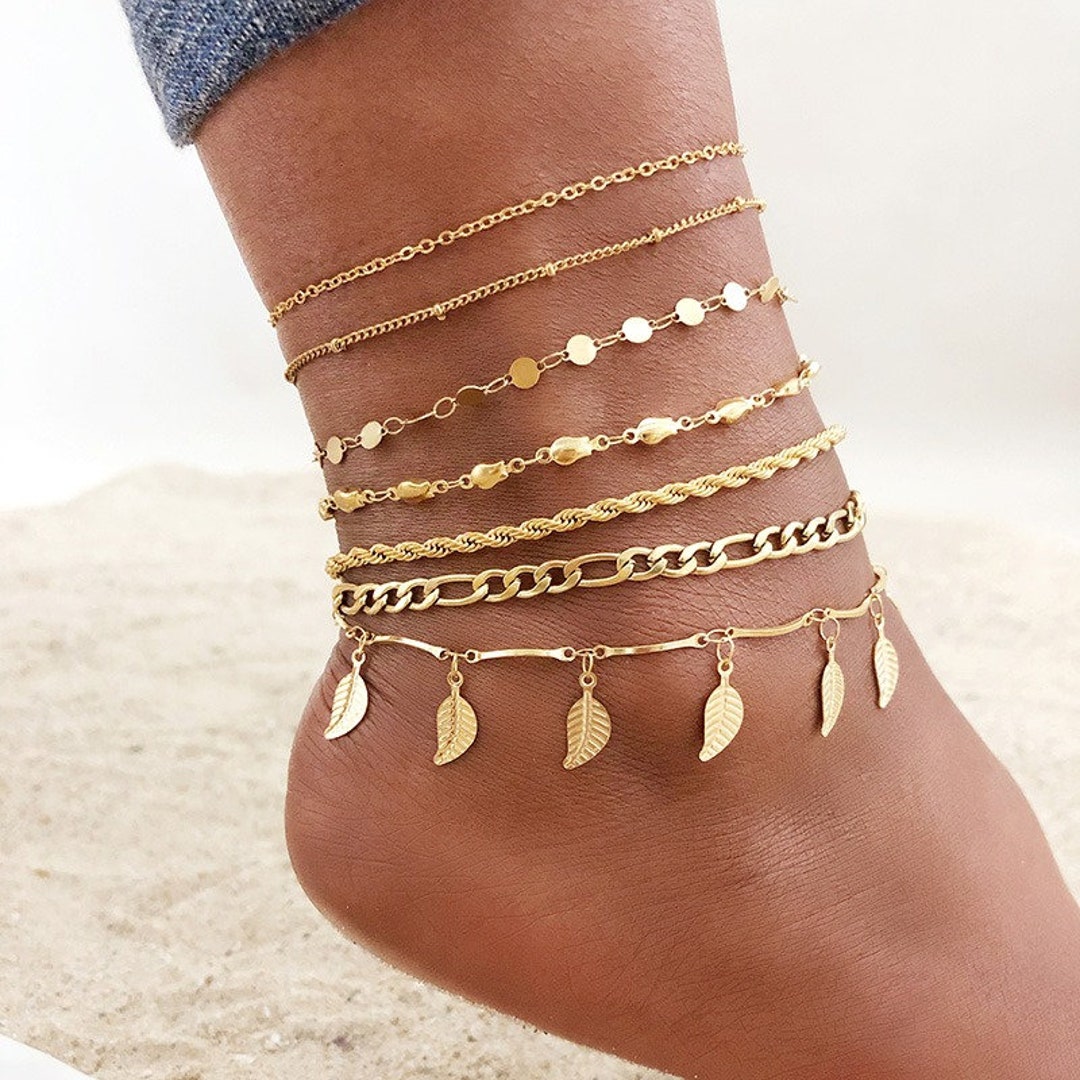 Ankle Bracelet Gold Ankle Chain Gold Ankle Bracelet With Thick Chain Gold  Ankle Bracelet Anklet Bracelet - Etsy Sweden