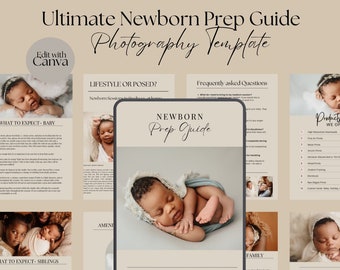 Newborn Photography Prep Guide with pre-written content, baby preparation, photo session, photographer tool, new parent list