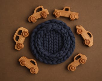 Newborn Digital Backdrop - Baby Boy Car Theme | High-Resolution Composite Background | Instant Download Photography Prop