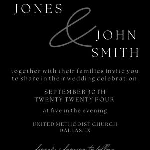 Black and White Wedding Invitation