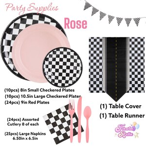 Girly Race Car Birthday Supplies - Girl Vintage Race Car Birthday Decorations -  Girl Fast One Birthday - Girl Two Fast Birthday