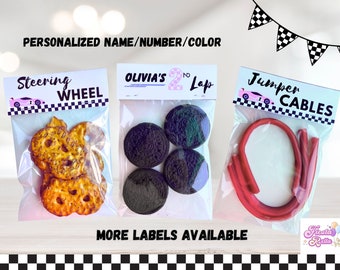 Favores de fiesta de cumpleaños de Girl Race Car - Girl Fast One Birthday- Two Fast - 2 Fast - Need Four Speed - Goody Bags - Kids Treat Bags