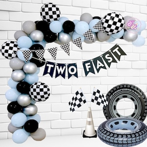Two Fast Birthday Party - Modern Rave Car Birthday- Race Car Balloon Garland - Vintage Race Car Birthday Party - 2 Fast Decoration