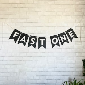 Fast One Banner - Fast One Car Birthday Party - Vroom Car Party - First Birthday Party - Fast One Flag Banner - Fast One Party Decorations