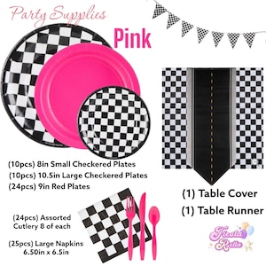 Girl Race Car Birthday Supplies - Girl Vintage Race Car Birthday Decorations -  Girl Fast One Birthday - Girl Two Fast Birthday