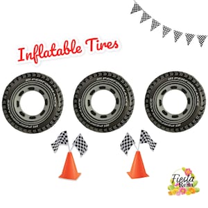 2 Inflatable Tires -Car Birthday Tire Decorations -Car Birthday Tire Dessert Table - Tire balloons - Car table decoration -Two Fast Birthday