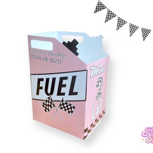 Girl Race Car Birthday Party Favors - Girl Two fast Birthday Decorations- Race Car Birthday Popcorn Box Fuel - Fast One Birthday Decorations