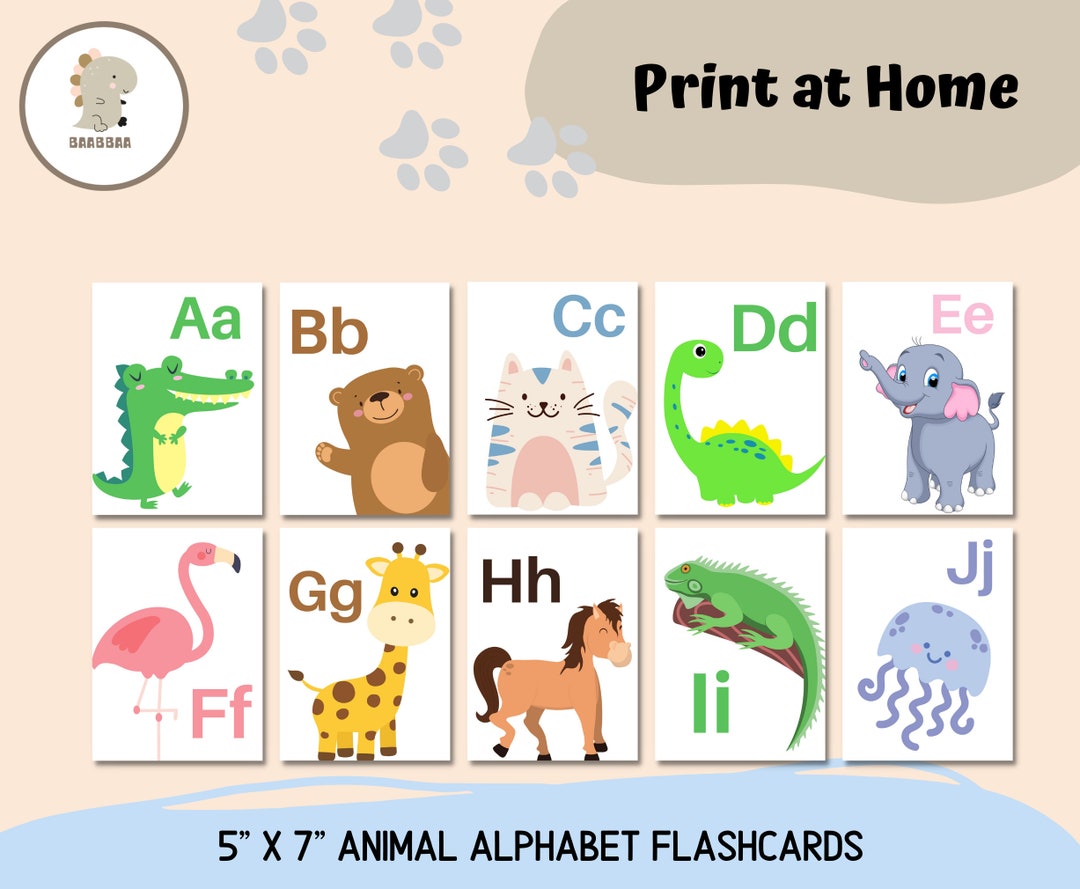 Animal Alphabet Flash Cards A Z ABC Animal Flash Cards Kindergarten