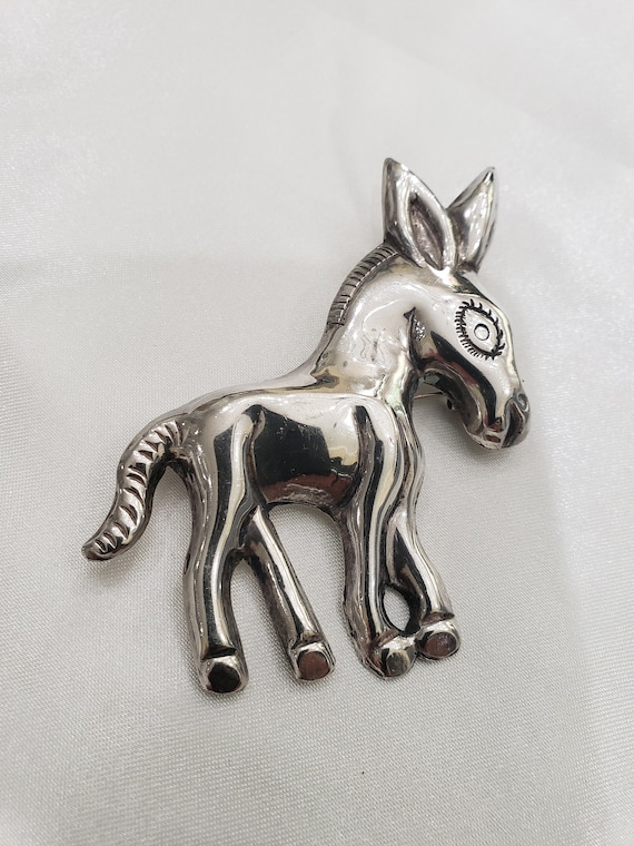 Silver .925 Donkey Brooch