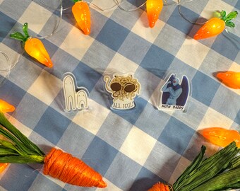 Cryptid Acrylic Pins – Mothman, Spaghetti Monster, Ghosts (1.5 in)