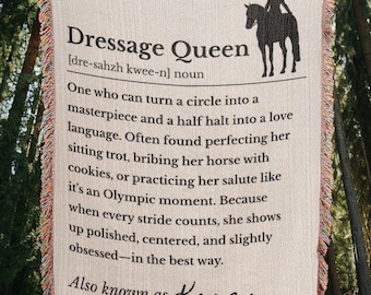 Personalized Dressage Rider Woven Blanket, Funny Dressage Definition Barn Gift, Dressage Rider Gift, Dressage Training Equestrian Gift