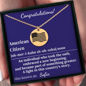 Immigration Gift for Her – American Flag Necklace, U.S. Citizenship Gift, New American Gift, Naturalization Day Congratulations Keepsake