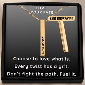 Amor Fati Necklace – Latin Stoic Jewelry, Encouragement Gift for Hard Times, Empowerment Pendant, Inspirational Mental Health Jewelry