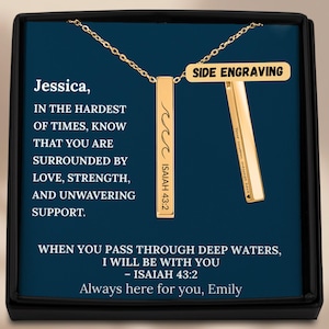 Collier vague avec Isaïe 43:2-cadeau de versets bibliques chrétiens, bijoux bibliques, cadeau de foi, cadeau d'inspiration et d'encouragement pour les moments difficiles