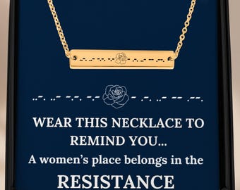 Anti‑Trump Political Necklace, F*ck Trump Morse Code Necklace, Feminist Jewelry, Hidden Message Political Pendant, Resistance Rose Necklace