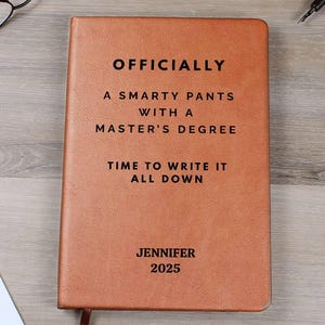 Graduation Journal for Masters Degree | Personalized Masters Degree Gift | Congratulations Gift for Masters | Masters Degree Graduation