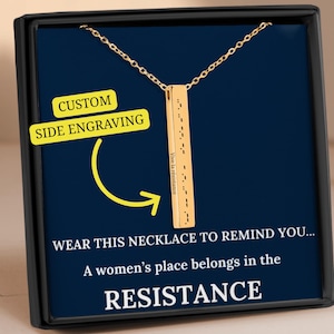 Anti Trump Morse-Code Halskette - Schmuck mit versteckter Botschaft, Benutzerdefiniertes feministisches Geschenk, Vertikale 3D-Leiste mit geheimer Botschaft, Anti Trump Geschenk, Wiederstehen