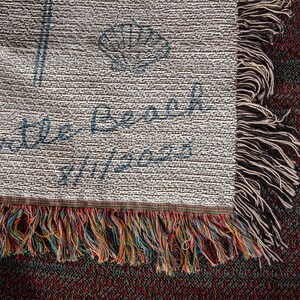 Personalized Beach Wedding Gift–Coastal Wedding Blanket, Custom Couple Throw, Newlywed or Anniversary Present, Wedding Keepsake Woven Throw image 8