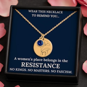 Anti-Trump Necklace-FDT Pendant With Birthstone, Feminist Statement Necklace for Women, Resist Fascism Political Necklace, Political Merch