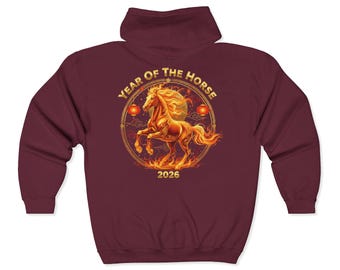Horse Lover Full-zip Hoodie — Fire Horse Sweatshirt Inspired by